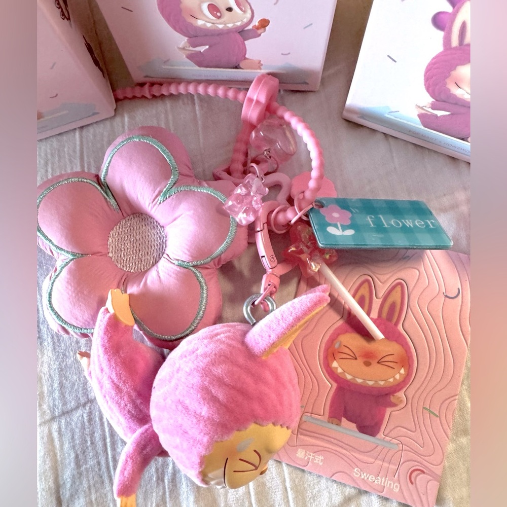 Labubu Popmart Lazy Yoga Handmade and customized in the cutest Bag Charm